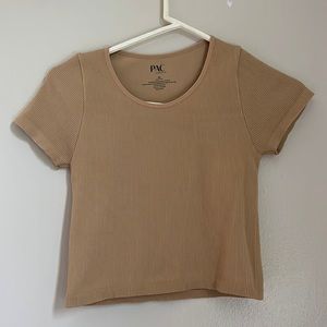 Tan Ribbed T-Shirt